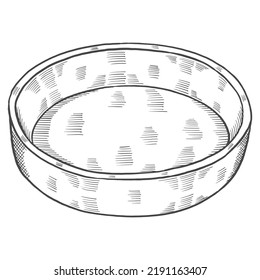 round bowl Kitchenware isolated doodle hand drawn sketch with outline style