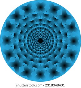 Round braided abstract geometric blue pattern.