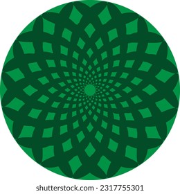 Round braided abstract geometric green pattern.