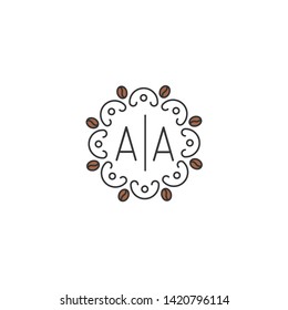 round branch design with monoline luxury style from the initials AA letter logo template