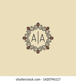 round branch design with monoline luxury style from the initials AA letter logo template