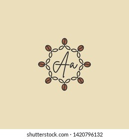 round branch design with monoline luxury style from the initials AA letter logo template