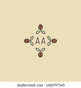 round branch design with monoline luxury style from the initials AA letter logo template
