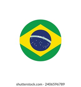 Round Brazil flag emblem vector illustration