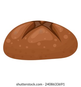 Pan redondo, icono de panadería, pan fresco de centeno. Vector aislado en un fondo blanco.