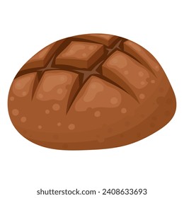Round bread, bakery icon, fresh rye bread. Vector isolated on a white background.