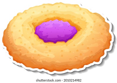 Rundbrot mit Blaubeermarmelade auf weißem Hintergrund, Vektorgrafik