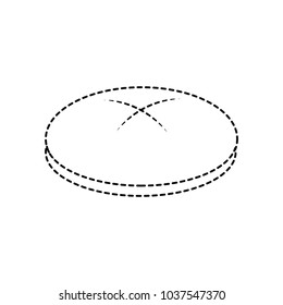 round bread icon image vector illustration design  black dotted line