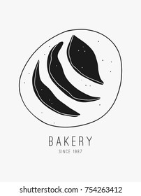 Round bread line art. Hand drawn vector illustration on the white background