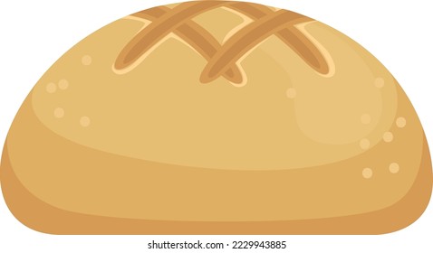 Icono de pan redondo. Panadería de trigo con dibujos animados