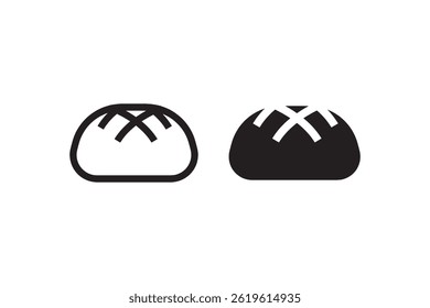 Round Bread Loaf Icon in Outline and Solid Style vector