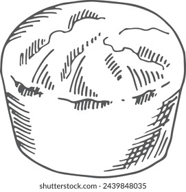 Round bread loaf sketch on white