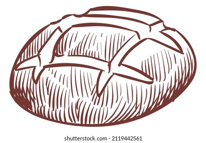 Rundbrotskizze. Boule-Gravur. Backsymbol