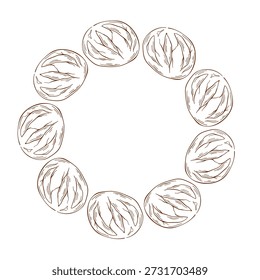 Coroa de pão redondo em estilo de arte de linha. Design para pastelaria isolada em um fundo branco.