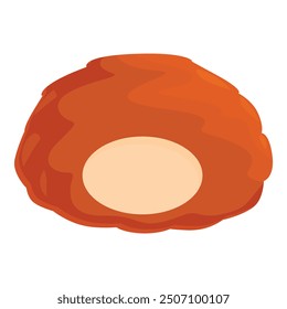 Round breaded chicken nugget with a crispy outer layer and a delicious creamy filling is shown against a white background