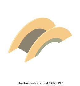 Round bridge icon in cartoon style isolated on white background. Architecture symbol