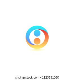 round bright abstract two people top view vector logo template