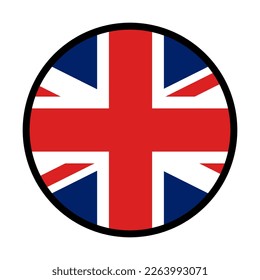 Round British flag icon. United Kingdom flag. Vector.