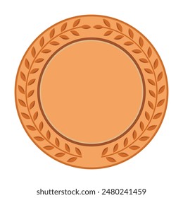 Round Bronze Medal With Laurel Wreath Icon