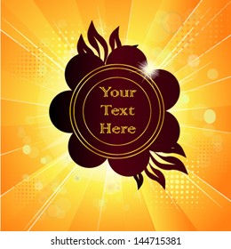 Round brown frame on a shining background