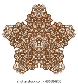 Round brown mandala design. Creative vector illustration