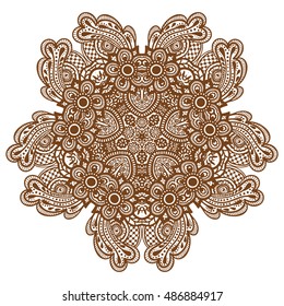 Round brown mandala design. Creative vector illustration