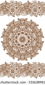 Round brown mandala design. Creative vector illustration.