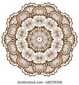 Round brown mandala design. Creative vector illustration