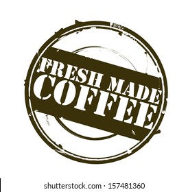 Round brown retro rubber stamp "Fresh made coffee" vector