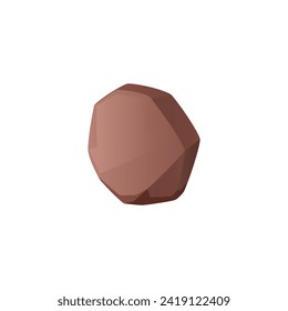 Estilo plano de roca de piedra marrón redondo, ilustración vectorial aislada en fondo blanco. Elemento de diseño decorativo, material duro orgánico natural, objeto único