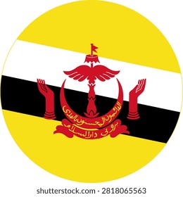 Round Brunei Flag Vector Icon Circular Bruneian Flag Button Element