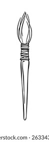 Round Brush. Hand drawn black and white vector illustration in ink sketch style. For worksheets, art lessons, printables, branding, planners, and digital design. Scalable and editable.