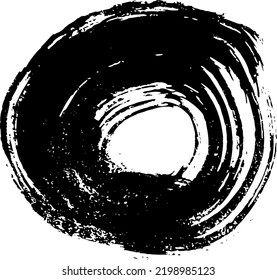 Round brush marks. Black paint scribble circle
