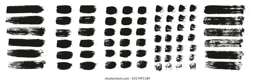 Pincel redondo Líneas rectas regulares de la mano del pincel de artista dibujado con alto detalle Resumen Fondo del vector MEGA Set 