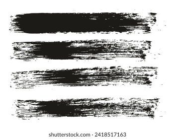 Round Brush Regular Straight Lines Artist Brush Hand Drawn High Detail Abstract Vector Background Set 