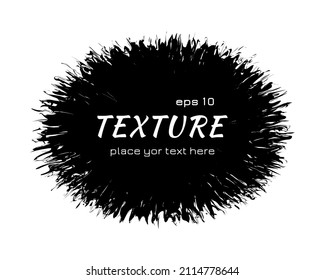 Round brush stroke. Circle spray texture. Frame paint rough. Grunge effect. Abstract black border isolated on white background. Hand drawn sketch ink boarder. Splatter particle. Vector illustration
