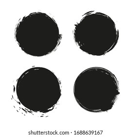 Round Brush Stroke Frames. Grunge Circles Set.