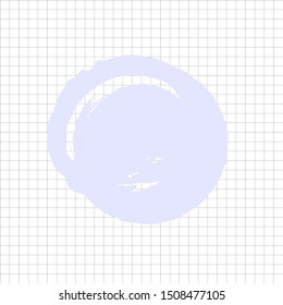Round brush stroke of lavender color. Sticker on the white cellular background. Template, pattern for logo, banner.
