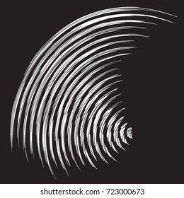 Round brush strokes for decoration on a black background. Vector drawing