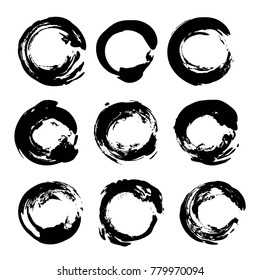 Round brush strokes hand-drawn vector isolated on a white background