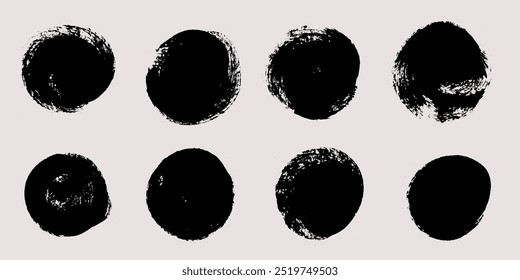 Round brush strokes vector. Painted rounds collection. Grunge text boxes or textured backgrounds set.

The images are created without the use of any artificial intelligence software at any stage