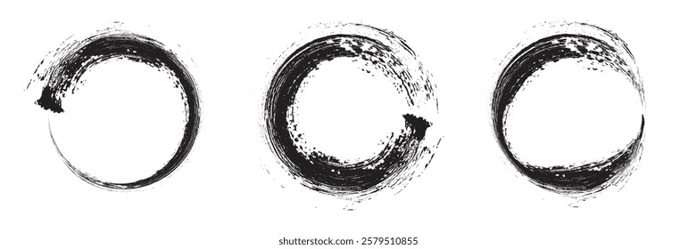 Round brush strokes vector. Painted rounds collection. Grunge text boxes or textured backgrounds. vector ilustration