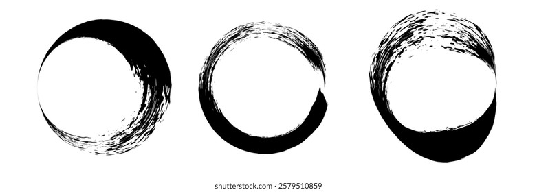 Round brush strokes vector. Painted rounds collection. Grunge text boxes or textured backgrounds. vector ilustration