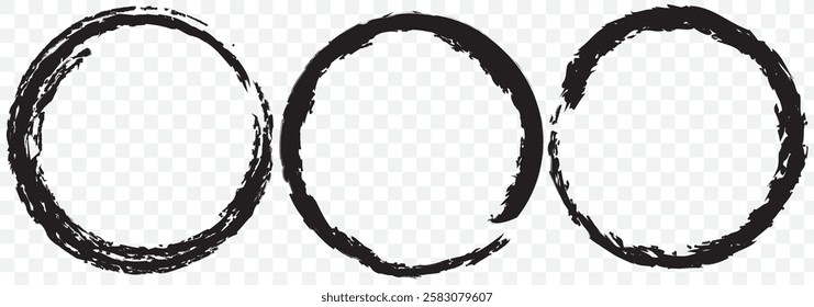Round brush strokes vector. Painted rounds collection. Grunge text boxes or textured backgrounds set. The images are created without the use of any artificial intelligence software at any stage. Eps10