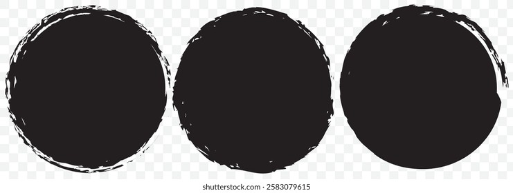 Round brush strokes vector. Painted rounds collection. Grunge text boxes or textured backgrounds set. The images are created without the use of any artificial intelligence software at any stage. Eps10