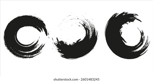 Round brush strokes vector. Painted rounds collection. Grunge text boxes or textured backgrounds