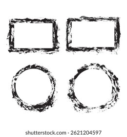 Round brush strokes vector. Painted rounds collection. Grunge text boxes or textured backgrounds set.