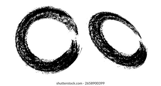 Runde Pinselstriche, Vektor. Gemalte Rundungen Sammlung. Grunge-Textfelder oder strukturierte Hintergründe