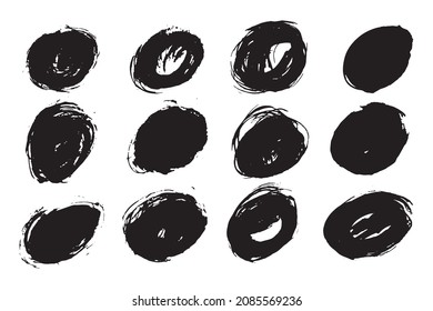 Round brush text boxes and grunge blotches. Splatters design elements.