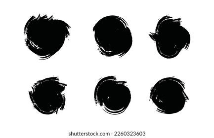 round brush texture vector set, grunge circle brush